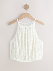 Ecru Sleeveless Lace Halter Neck Top - Image 6 of 8