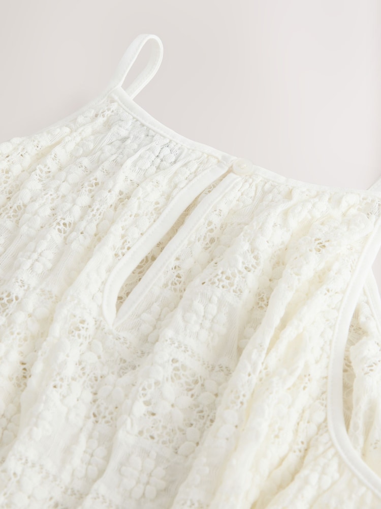 Ecru Sleeveless Lace Halter Neck Top - Image 8 of 8