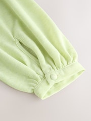 Sage Green Long Sleeve Notch Neck Top - Image 7 of 8