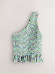 Multi Shirred One Shoulder Sleeveless Top - Image 6 of 8