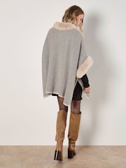 Apricot Natural Fur Trim Side Slit Two Pocket Cape - Image 2 of 5