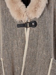Apricot Natural Fur Trim Side Slit Two Pocket Cape - Image 5 of 5