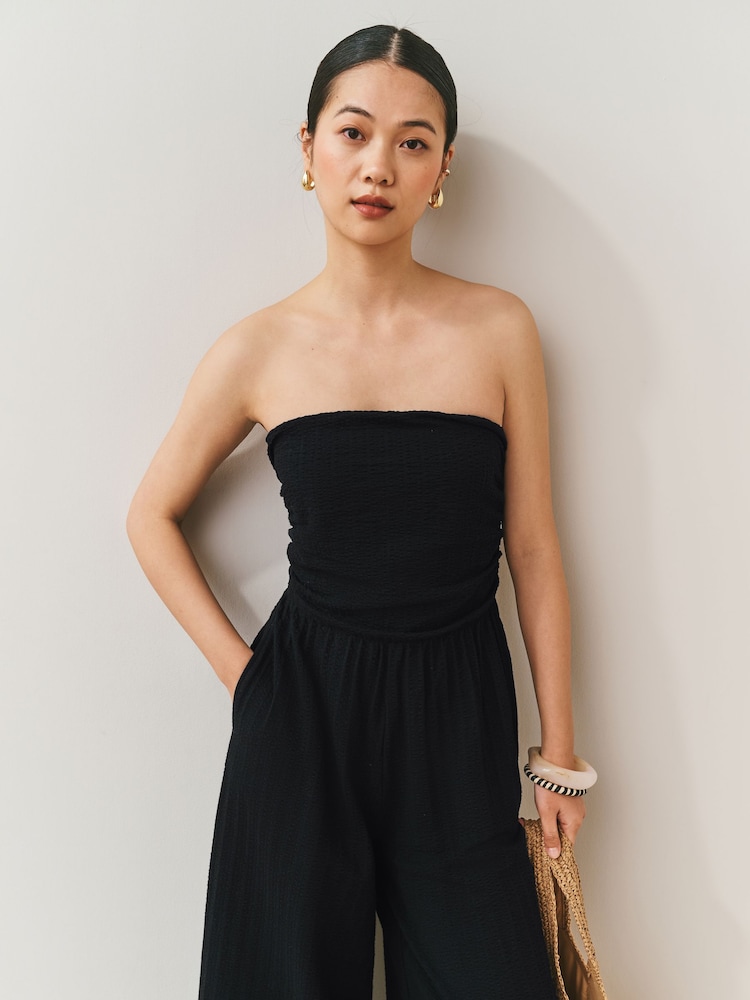 Black Sleeveless Bandeau Jumpsuit - Image 2 of 7
