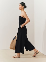 Black Sleeveless Bandeau Jumpsuit - Image 3 of 7