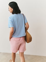 Blue/White Stripe Embellished Sardine Short Sleeve Crew Neck T-Shirt - Image 3 of 7