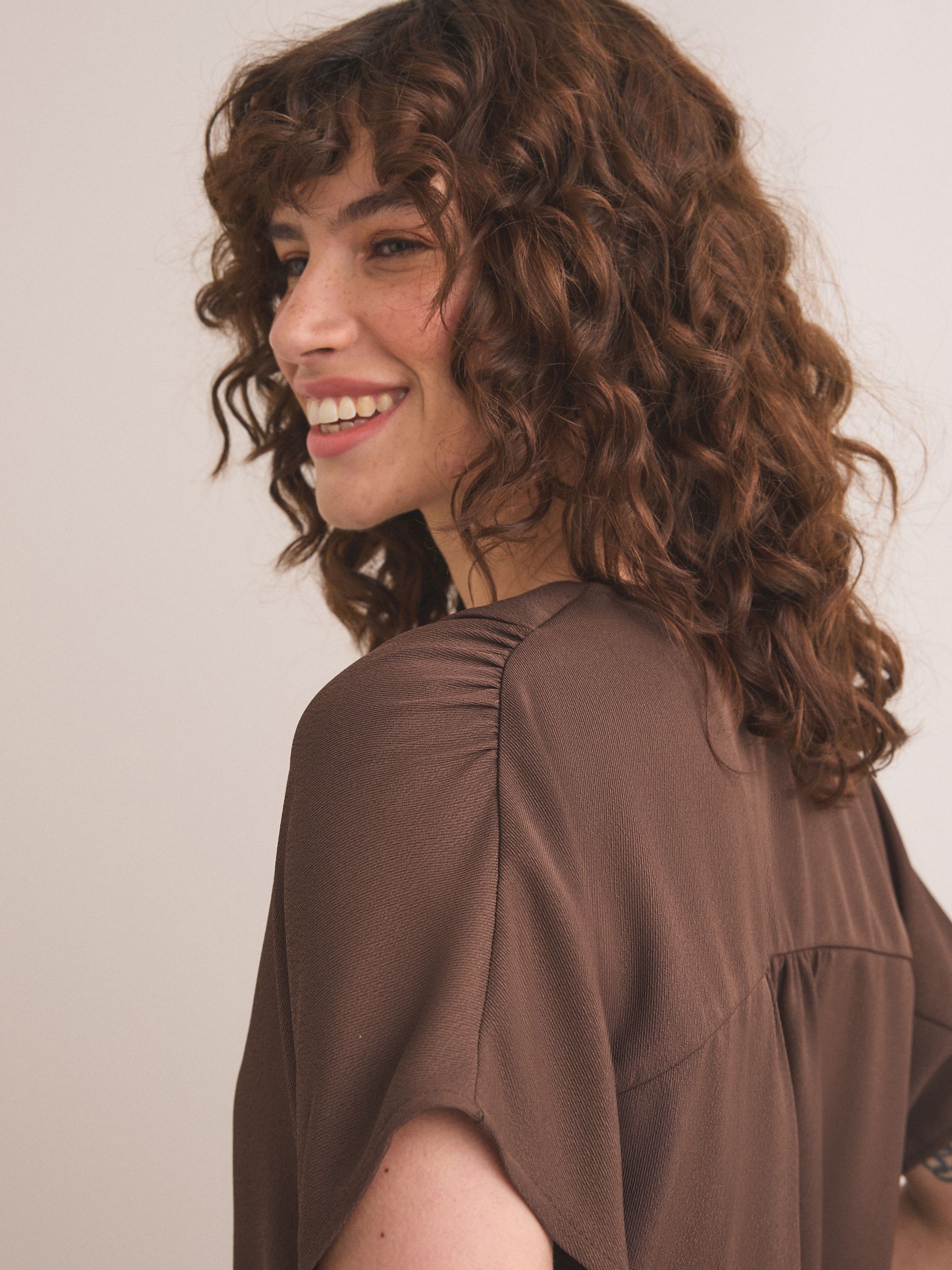 Buy Chocolate Brown Short Sleeve Overhead V-Neck Blouse from Next USA