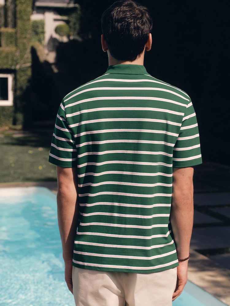 أخضر - قميص بولو مخطط بالعرض - Image 2 of 8