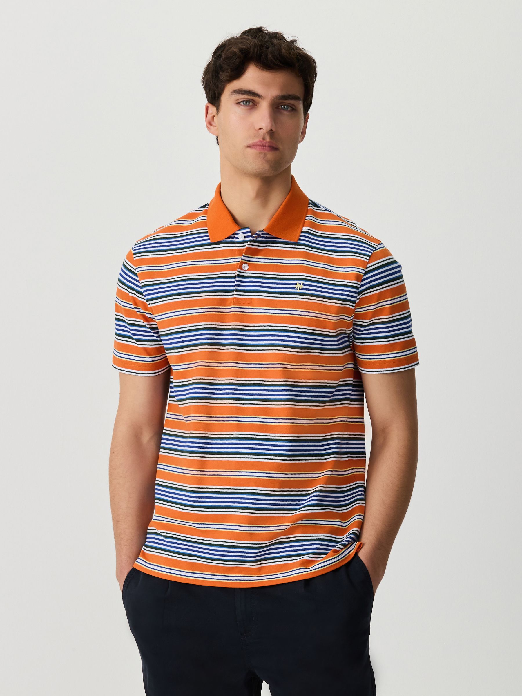 Buy Orange Horizontal Striped Polo Shirt from Next USA