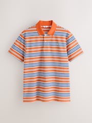 Orange Horizontal Striped Polo Shirt - Image 7 of 9
