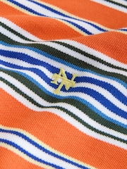 Orange Horizontal Striped Polo Shirt - Image 9 of 9