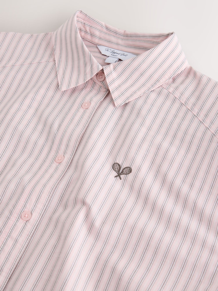 粉色/白色條紋 - 超大號男友襯衫 - 圖片 7，共 7