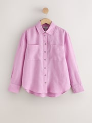 Lilac Purple N. Premium 100% Linen Long Sleeve Shirt - Image 1 of 3