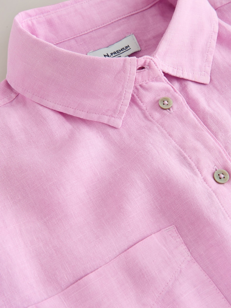 Lilac Purple N. Premium 100% Linen Long Sleeve Shirt - Image 3 of 3
