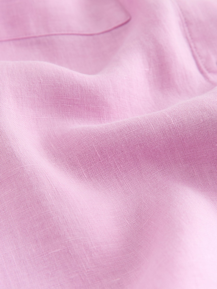 Pink 100% Linen N. Premium Long Sleeve Shirt - Image 7 of 7