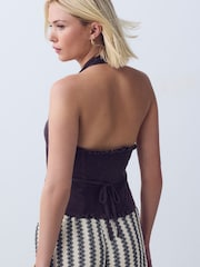 Schokoladenbraun - Neckholder-Weste aus Leinen - Bild 4 von 8