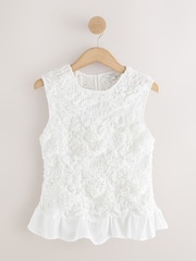 White Sleeveless Ruched Top - Image 1 of 3