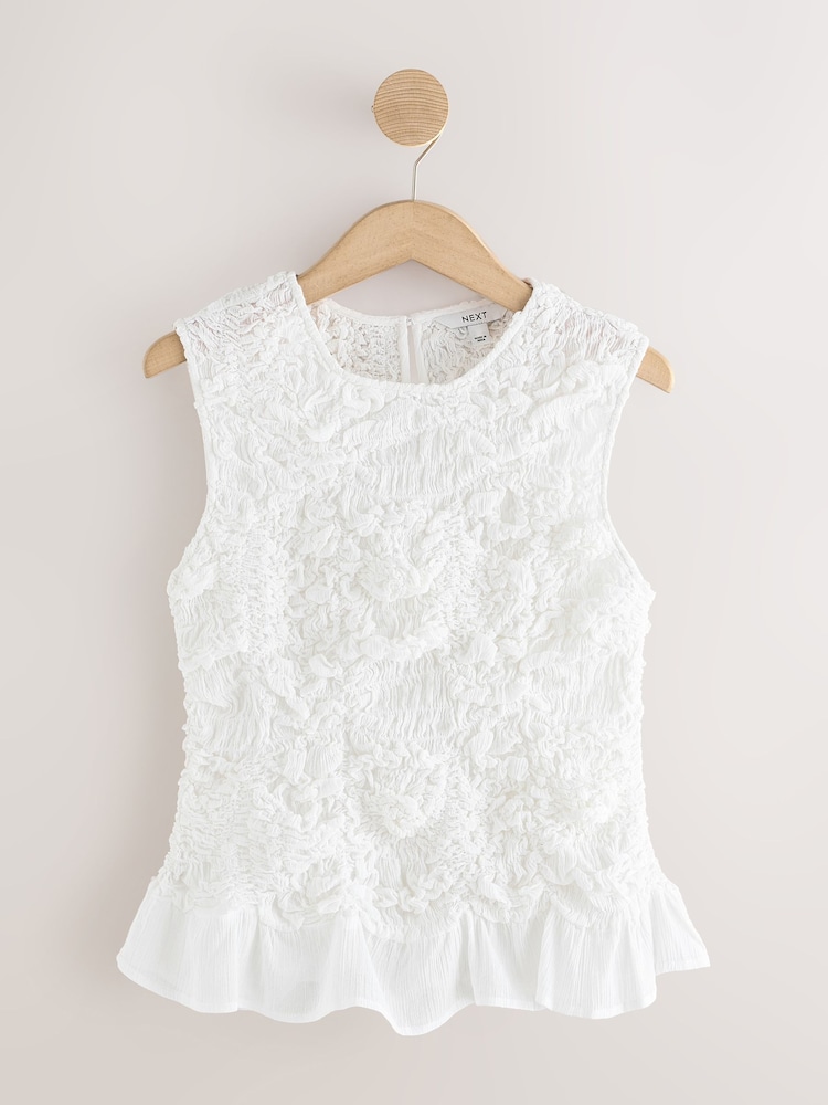 White Sleeveless Ruched Top - Image 1 of 3