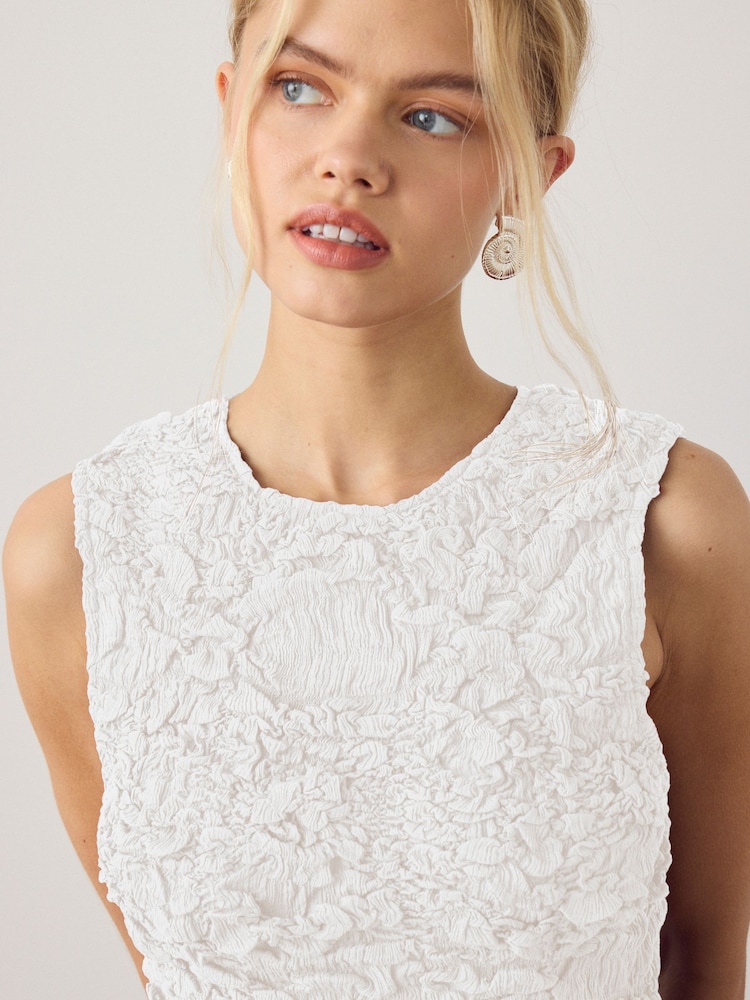 White Sleeveless Ruched Top - Image 3 of 3