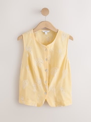 Yellow Shell Broderie Button Front Top - Image 1 of 3