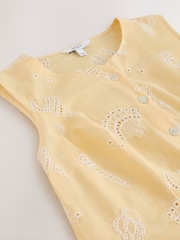 Yellow Shell Broderie Button Front Top - Image 3 of 3