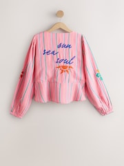 Rozā svītra - Izšūta blūze ar sasienamiem priekšpuses gredzeniem - Attēls 7 no 9