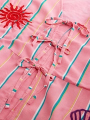 Rozā svītra - Izšūta blūze ar sasienamiem priekšpuses gredzeniem - Attēls 8 no 9