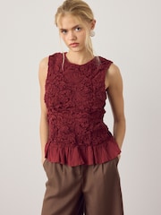 Rust Red Sleeveless Ruched Top - Image 1 of 3