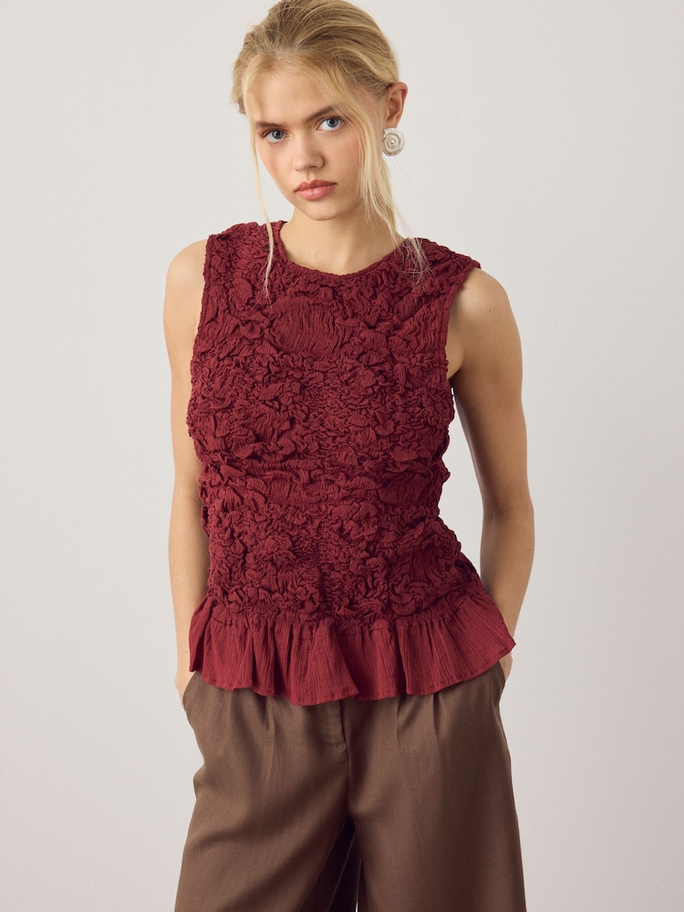 Rust Red Sleeveless Ruched Top - Image 1 of 3