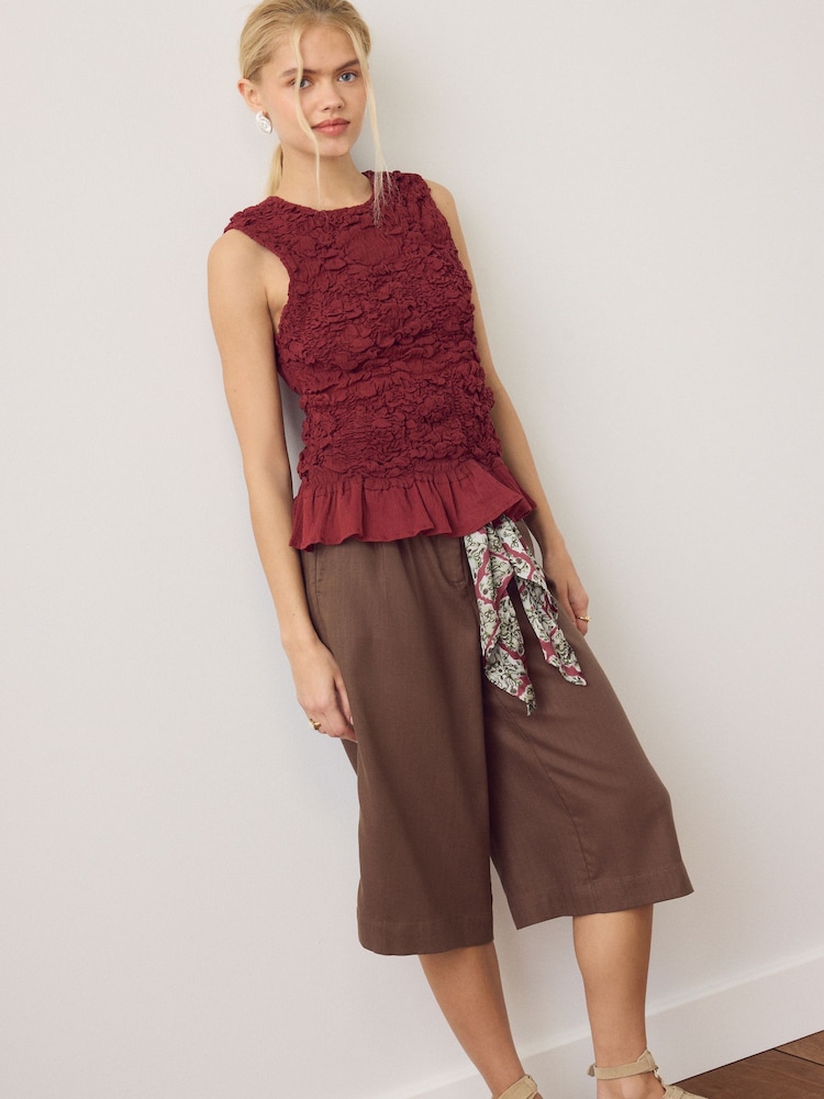 Rust Red Sleeveless Ruched Top - Image 2 of 3