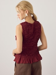 Rust Red Sleeveless Ruched Top - Image 3 of 3