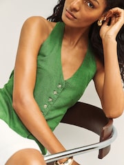 Green Halterneck Waistcoat with Linen - Image 1 of 4