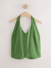 Groen - Halterneck Waistcoat with Linen - Afbeelding 5 van 6