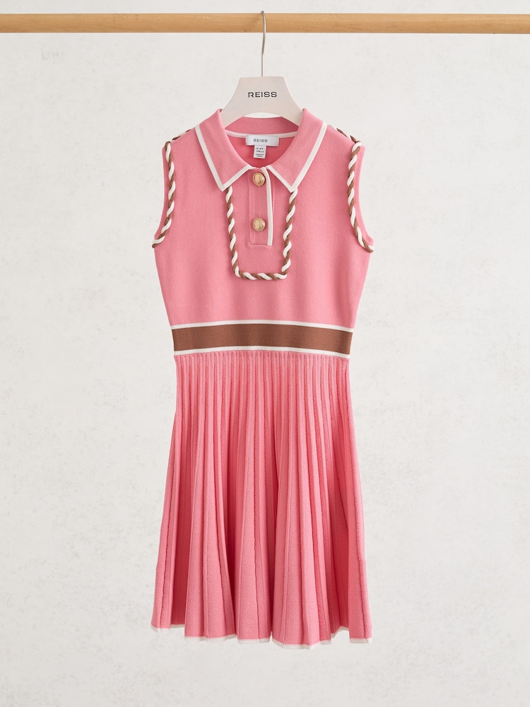 Reiss Coral Niamh Piped Sleeveless Knitted Dress - Image 1 of 3