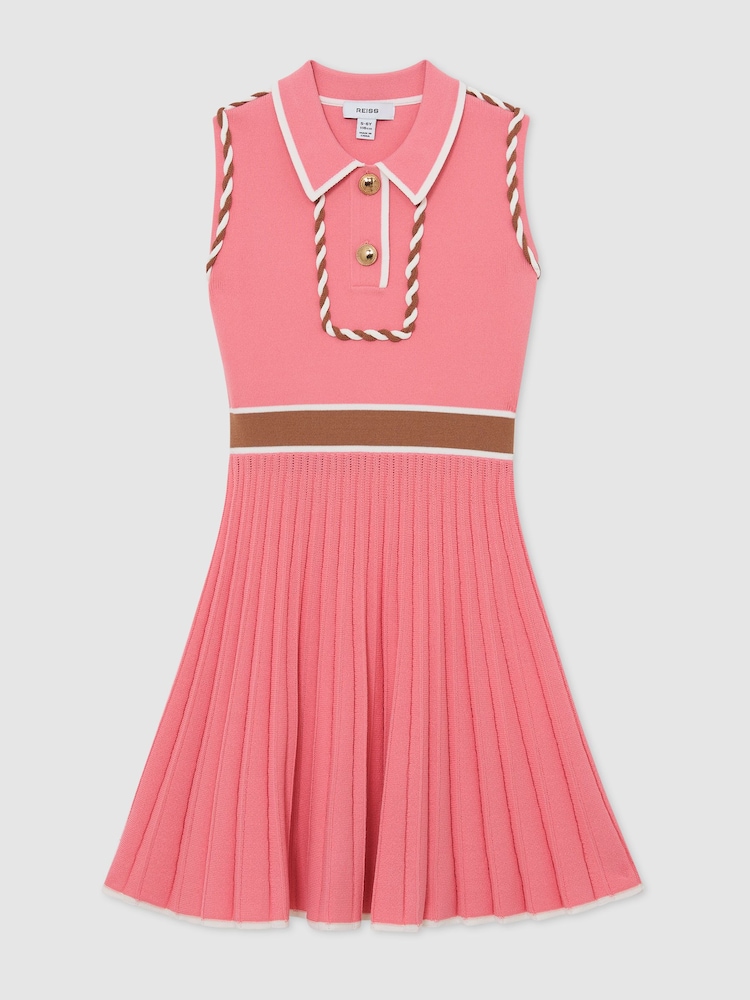 Reiss Coral Niamh Piped Sleeveless Knitted Dress - Image 2 of 3