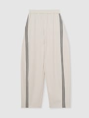 Reiss Cream Elle Barrel-Leg Side-Stripe Trousers - Image 2 of 6