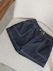 Reiss Penelope Horsebit-Detail Denim Shorts - Imaginea 3 din 3