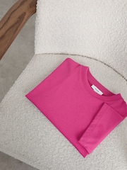 Reiss Pink Bonnie Cotton Ribbed-Neck Oversized T-Shirt - Image 1 of 4