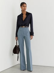 Reiss Navy Ameira Silk-Satin Concealed-Placket Shirt - Image 3 of 6