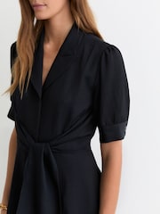 Reiss Tessera Short-Sleeve Belted Midi Dress with Linen - صورة 3 من 6