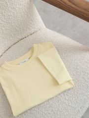 Reiss Yellow Bonnie Cotton Ribbed-Neck Oversized T-Shirt - Image 1 of 3