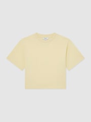 Reiss Yellow Bonnie Cotton Ribbed-Neck Oversized T-Shirt - Image 2 of 3