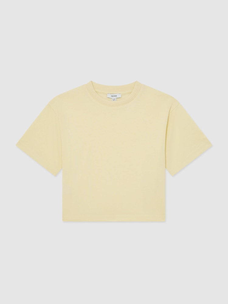 Reiss Yellow Bonnie Cotton Ribbed-Neck Oversized T-Shirt - Image 2 of 3 Reiss Yellow Bonnie Cotton Ribbed-Neck Oversized T-Shirt - Image 2 of 3