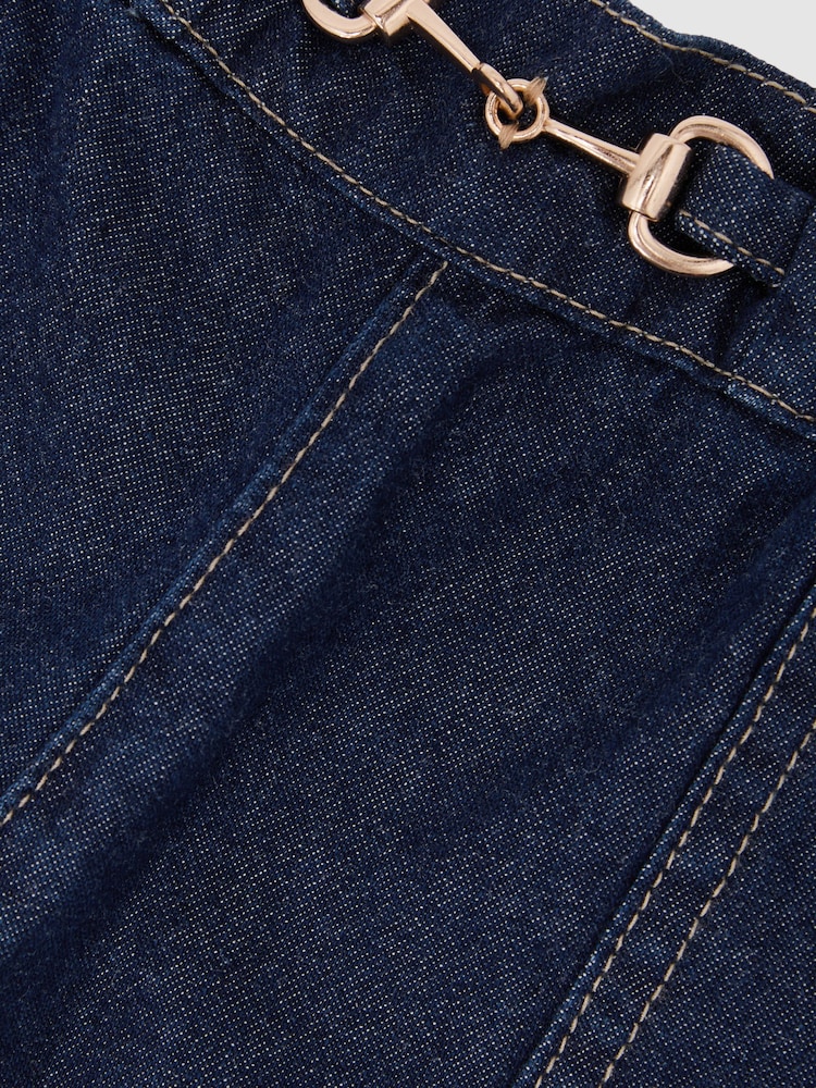 Reiss Indigo Penelope Horsebit-Detail Denim Shorts - Image 3 of 3