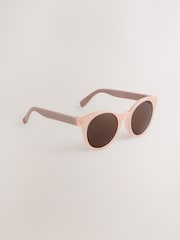Nude Pink Round Sunglasses - Image 1 of 4