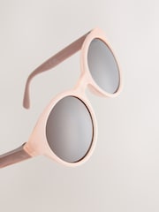 Nude Pink Round Sunglasses - Image 2 of 4