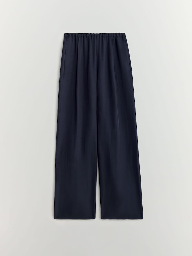 BHOEM Navy Blue Elasticated Waist Fluid Trousers - Image 7 of 7