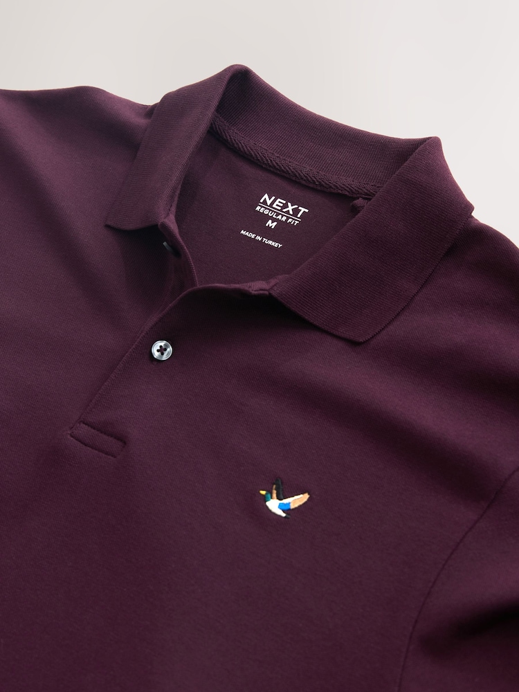Burgundy Red Duck Regular Fit Short Sleeve Pique Polo Shirt - Image 3 of 3 Burgundy Red Duck Regular Fit Short Sleeve Pique Polo Shirt - Image 3 of 3