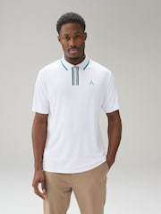 白色 - Active Tipped Golf Polo Shirt - 圖片 1/9