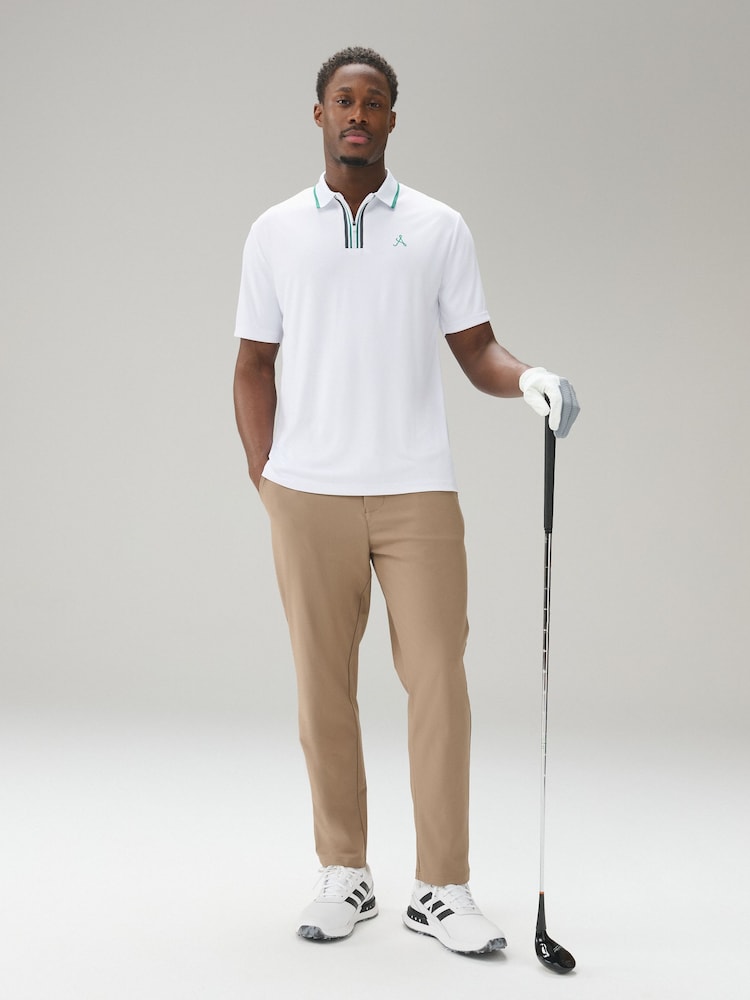 白色 - Active Tipped Golf Polo Shirt - 圖片 2/9