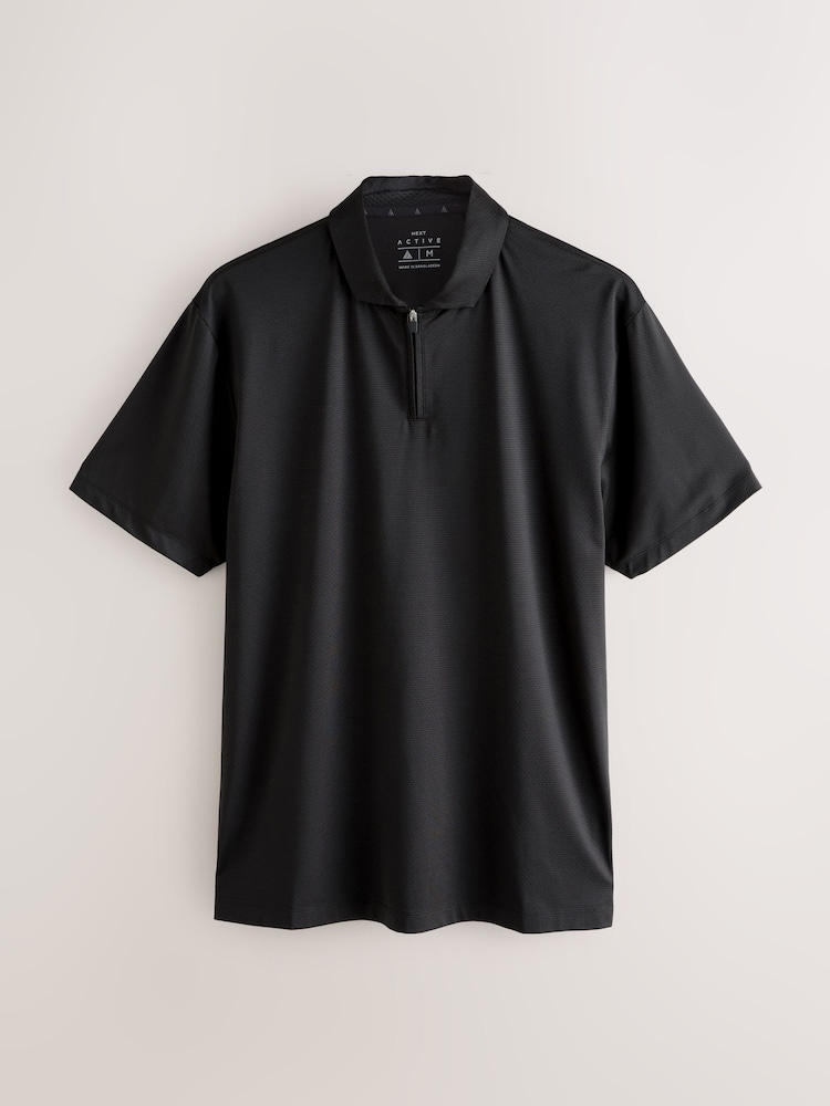 Black Active Golf Textured Training Polo Shirt - Image 1 of 3